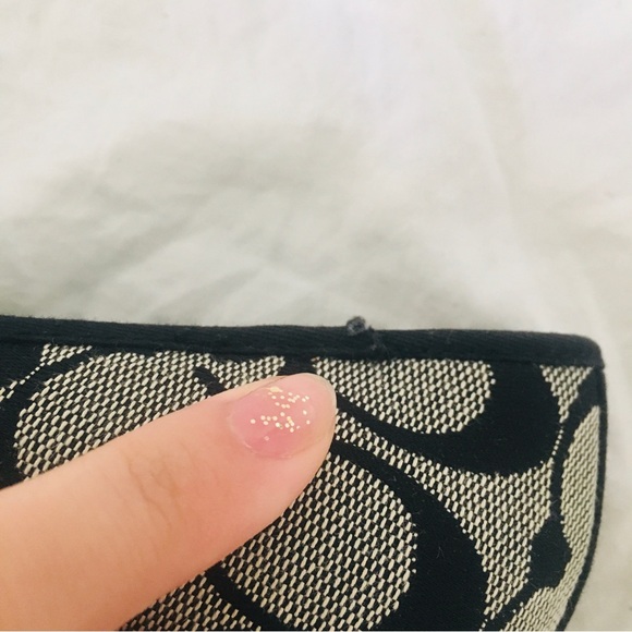 COACH Wedge Heels Sweetie Canvas Signature Emblem Bows Size 6.5M - Picture 12 of 16